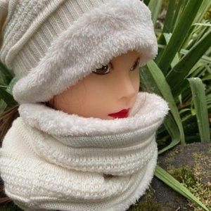 Alpaca Cowl Scarf and Hat Set
